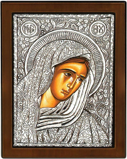 Εικονα Παναγια Θλιμμενη Ασημενιο 925° 23 X 17 Cm
