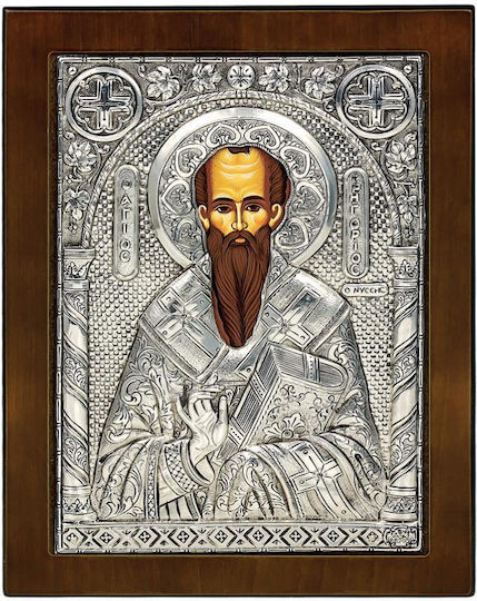 Εικονα Αγιος Γρηγοριος Ασημενιο 925° 23 X 17 Cm