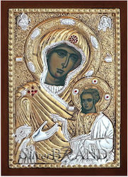 Fecioara Maria Portaitissa Icoană Argint Aurită 14x10cm