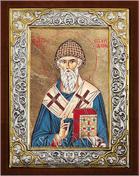 Saint Spyridon Silver Icon Screen Print 26x20cm 803 Sq Saint Spyridon Silver Icon Screen Print 26x20cm 803 Sq