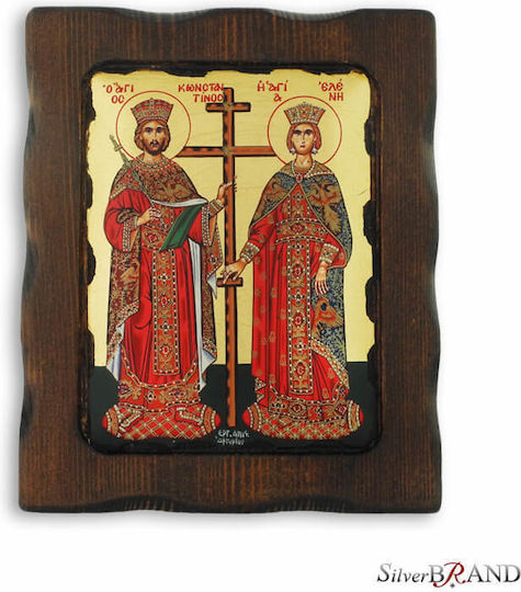 Св. Константин Св. Елена Дървена Икона 16x13см