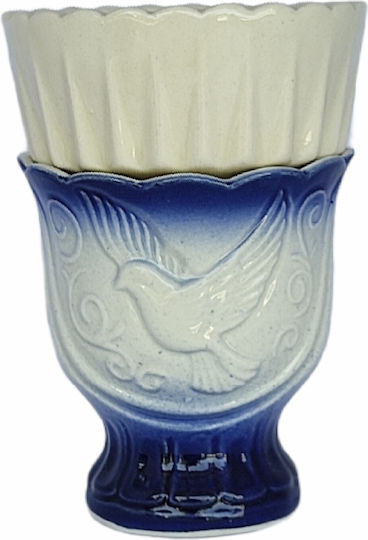 Vigilölampen Tischplatte Keramik Weiß-Blau 11x7,5cm