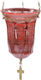 Hanging Vigil Oil Lamp Handmade Glass 11x7.5 Red