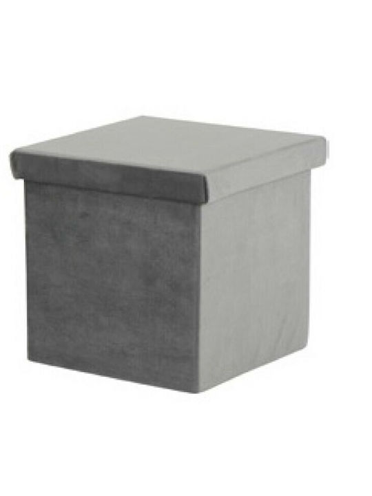 Διακοσμητικό Κουτί Βελουτέ Γκρι Polyester 20x20x3 Cm