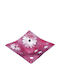 Handgefertigte Glasplatte ''Kallisti'' Margeriten Lila 23x23