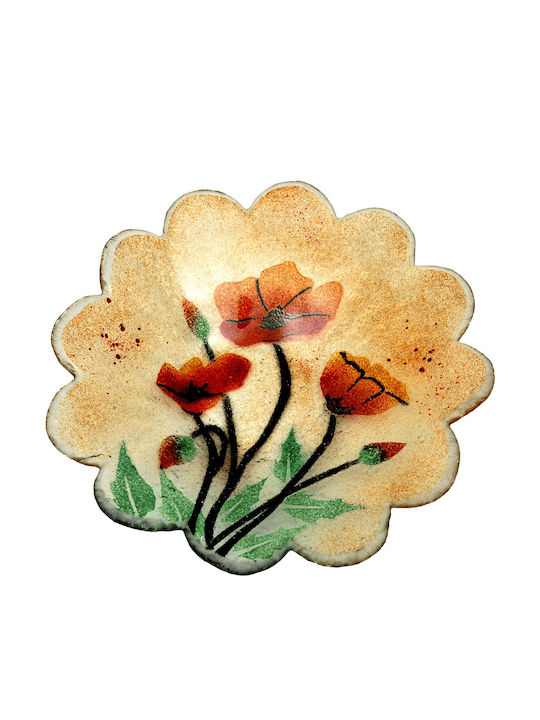 Handgefertigte Glas Dekorative Platten ''Kallisti'' Mohnblumen Orange 23,5cm