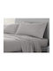 Double Fitted Bed Sheet Light Gray 100% Cotton Reactive Clove 160x200+30cm