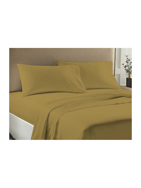 Set Bed Sheets Double Plain Olive Rubber Hugger Economy Carnation 185x200+23