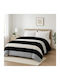 Isothermisches Bettbezug Plush Shaggy Stripe Übergröße Graue-Schwarz 220x240q Qbl-146blgr