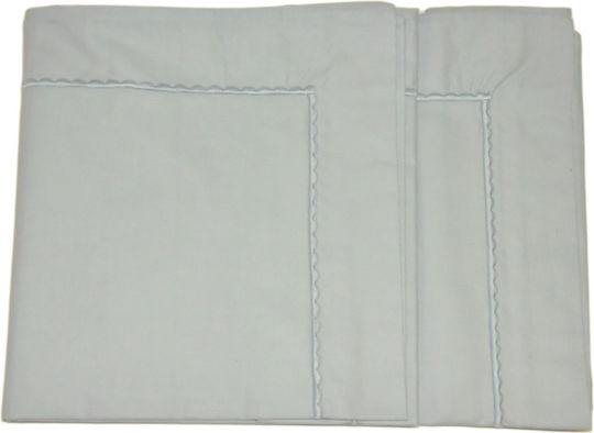 Pillowcases 50x70+5 Set 2 Pieces Solid Colour Festoon White Line Light Blue