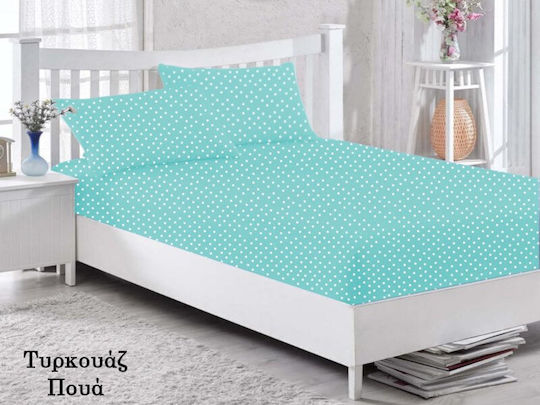 Set Of Turquoise Polka Dot Cotton Pillowcases Garifallo 2 Pieces 50x70