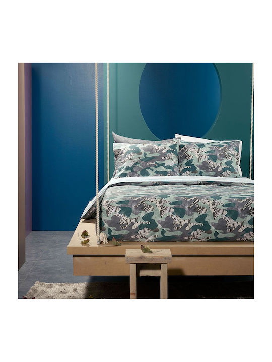 Camu W1 9307054 Duvet Cover Set 4pcs Verde Bassetti King Size 250x210cm 100% Cotton