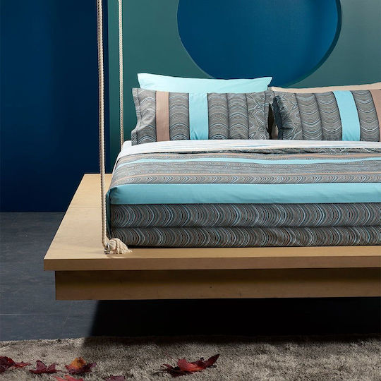 Puffy Line P1 9307055 Duvet Cover Set 4pcs Turquoise Bassetti Super King 250x210cm 100% Cotton