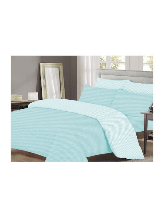 Duvet Cover Set Double Turquoise Polka Dot-Striped Carnation 220x240