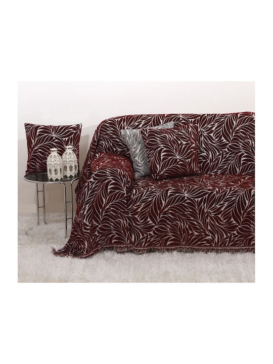 Mardim Armchair Throw Chenille 170x170cm Burgundy -02
