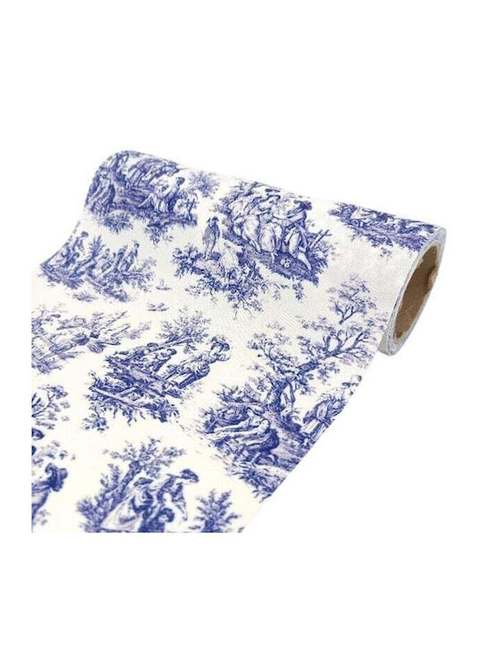 Stoff Runner Antik Toile De Jouy 24cmx5m Blau