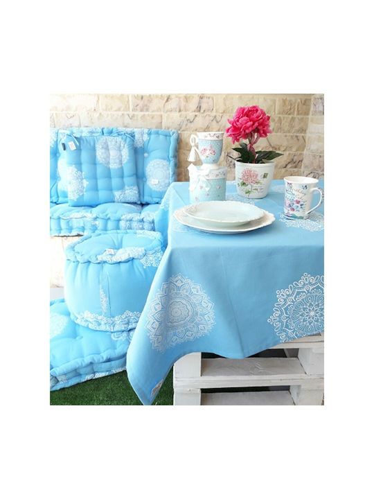 Μαξιλάρι Δαπέδου 50x50x8 Natural Home Pstml Γαλάζιο Λευκό