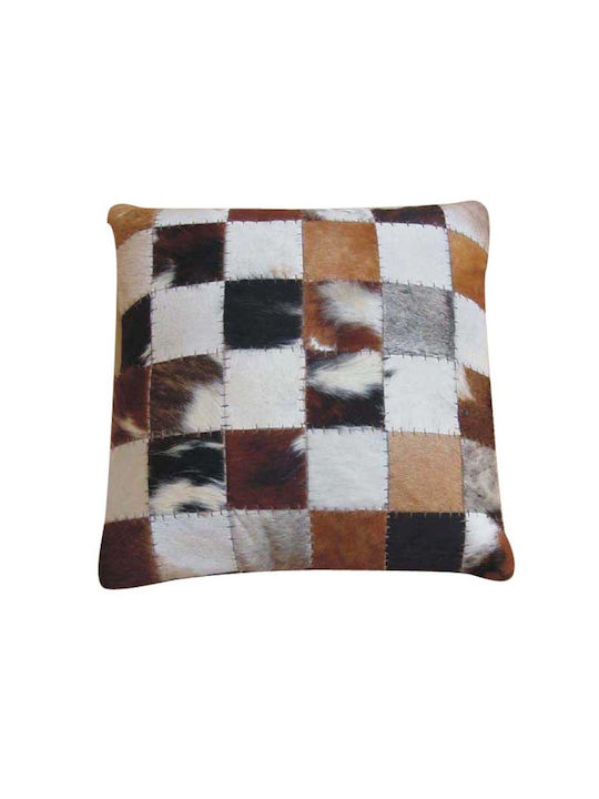 Jgs S.a Διακοσμητική Μαξιλαροθήκη Matador Small Block Cushion-026 Άσπρη Καφέ Βακέτα 45x45cm