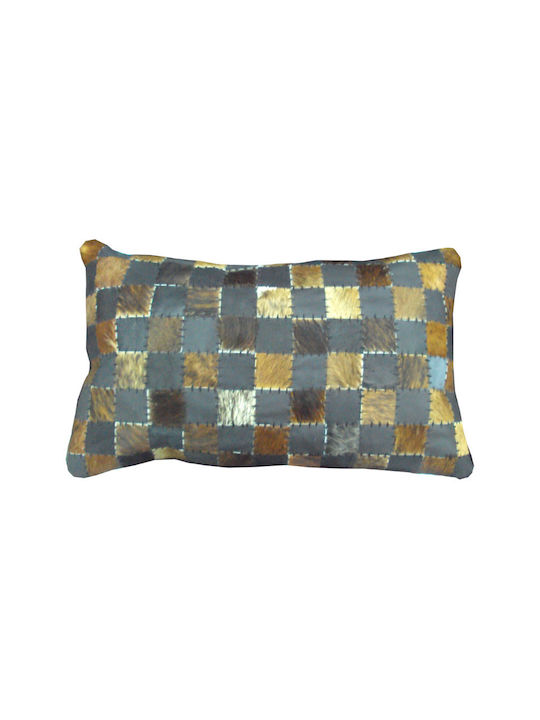 JGS S.A. Decorate Pillow Case Phantom Cushion-034b Black Brown Italian Brazilian Leather 30x50cm
