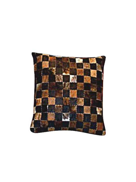 Jgs S.a Throw Pillow Decorative Pillow Case Phantom Cushion-034 Black Brown Italian Brazilian Leather 50x50cm