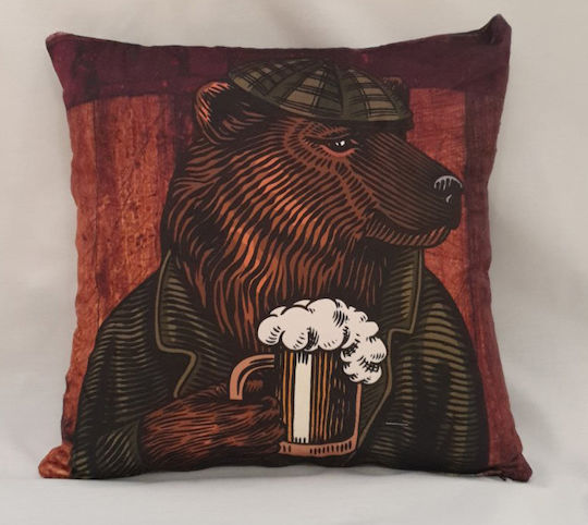 Velvet Throw Pillow Case 45x45 Grizzly Bear 45 x 45