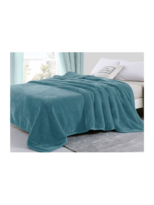 Single Velvet Petrol Blue Super Soft Blanket Ca...