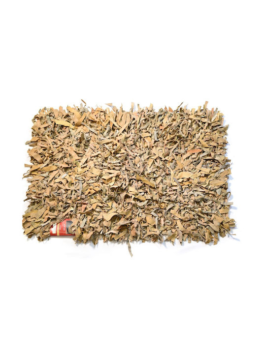 Slow-Burning Leather Fluffy Rug 70x140 Cm Beige Chios Hellas