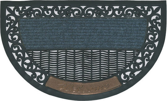 Covoraș Cauciuc-Mochetă-Metal Semicircular Albastru