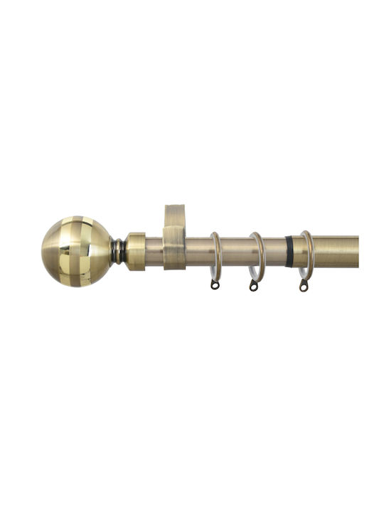 Extendable Metallic Curtain Pole Round Single Diameter 25mm Length 140-240cm Bronze 140/240cm