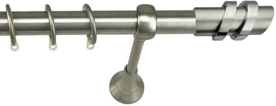 Metallic Curtain Pole Fs Home A04 Ø25mm Matte Nickel Chrome Second Rail 120 Cm