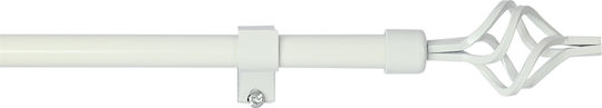 Extendable Metallic Curtain Pole Flower Single Diameter 9mm Length 60-120cm White/Gold 60/120cm