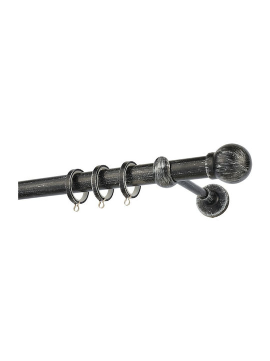 Metallic Curtain Pole Φ25 Zogometal R0058 Black Patina Silver 160cm Double by Rail