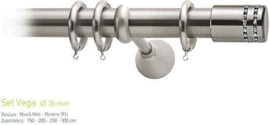 Curtain Pole Viometale Set Vega Φ35 Nickel Matte-riviere 160cm Single Set 160 cm