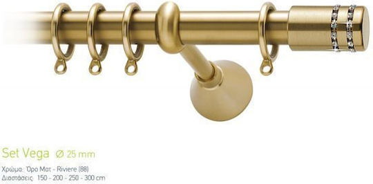 Curtain Pole Viometale Set Vega Φ25 Matte Floor-riviere 160cm Double Set by Rail 160 cm