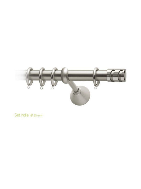 Curtain Pole Viometale Set India Φ25 Nickel Matt 160cm Double Set by Rail 160 cm