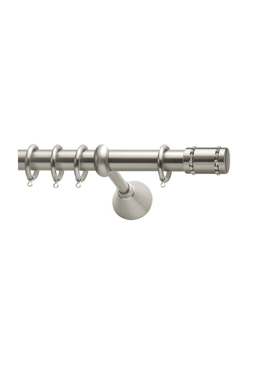 Curtain Pole Viometale Set Florida Φ25 Nickel Matt-riviere 160cm Double Set by Rail 160 cm