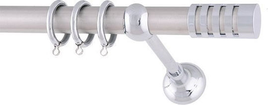 Rigoto Oval Nickel Satin Chrome Curtain Pole Diameter 25mm with Accessories Length 1.60m