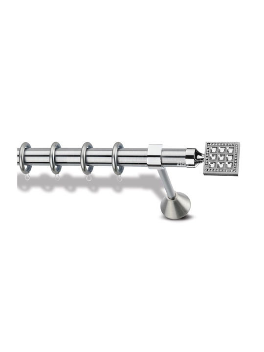 Enis Metal Curtain Pole 25mm Nickel Matte 160cm Double Tube 20mm