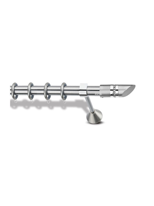 Metallic Curtain Pole Enis Kythnos Nickel Matte Chrome 160cm Double Rail