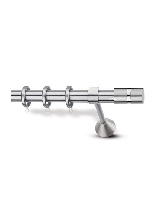 Enis Metallic Curtain Pole 25mm Symi Nickel Matte Chrome 160cm Double Tube 20mm