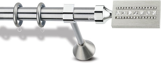 Enis Artemis Nickel Matte Chrome Metallic Curtain Pole 25mm Double Rail 160cm