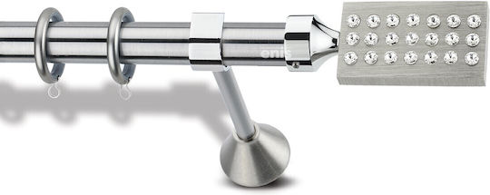 Metallic Curtain Pole Enis Antigone Nickel Matte Chrome 160cm Double Tube Diameter 20