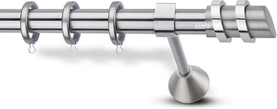 Metallic Curtain Pole Enis Daphne Nickel Matte Chrome 160cm Double Tube Diameter 20