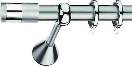 Enis by Domus Metallic Curtain Pole Ceiling Double with Rod Diameter 25mm Length 160cm Nickel Matte