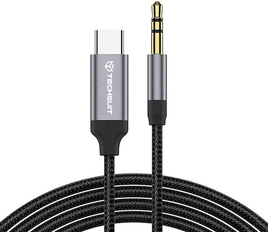 Techsuit Regular USB 2.0 Cablu USB-C bărbătesc - 3,5 mm male Gri 0.5m