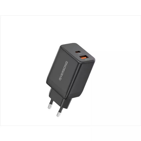Riversong Φορτιστής Χωρίς Καλώδιο με Θύρα USB-A και Θύρα USB-C Μαύρος (PowerKub G45 Pro)