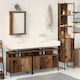 vidaXL Countertop with Sink, Mirror & Column Old Wood