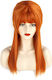 Women's Vintage Retro Style Straight Red Wig Bangs Circumference 50 Cm