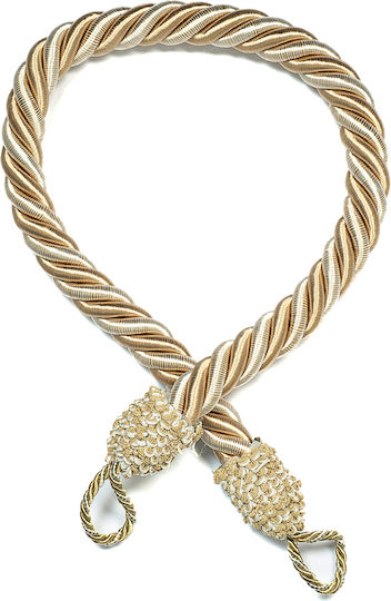 Διακοσμητικό Δέσιμο Κουρτίνας Rayon 5*4cm Τελειώματα Θυλάκια Υψος 95cm Μπεζ Εκρού