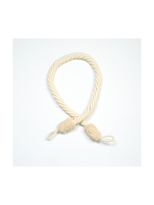 Decorative Cotton Curtain Tieback 5*4cm Ends Eyelets Height 95cm Ecru